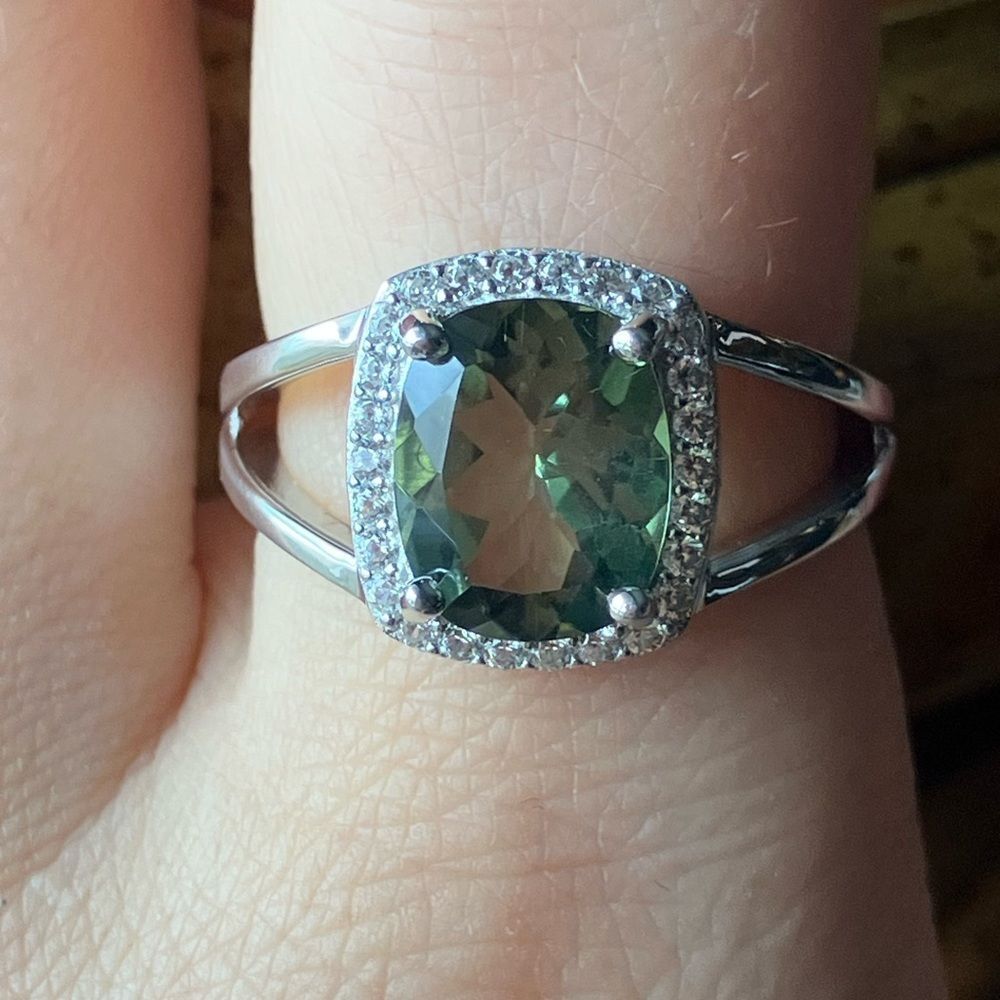 Green Labradorite Sterling Silver Ring Size 8